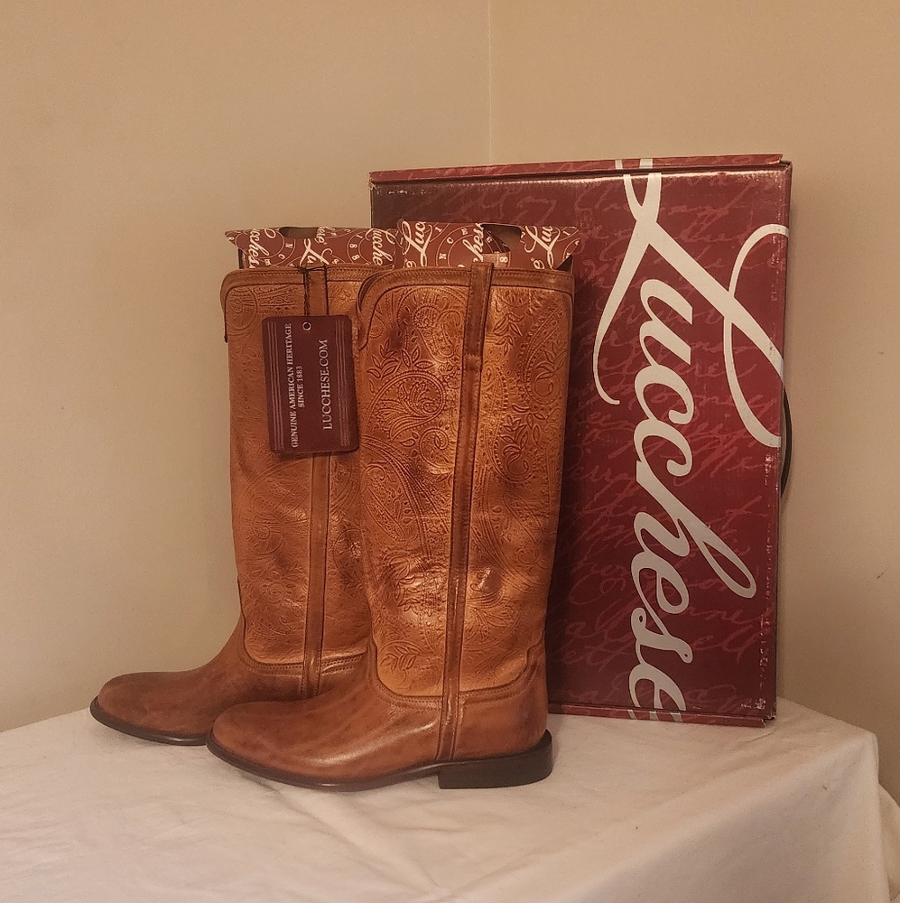 Lucchese cognac riding boots